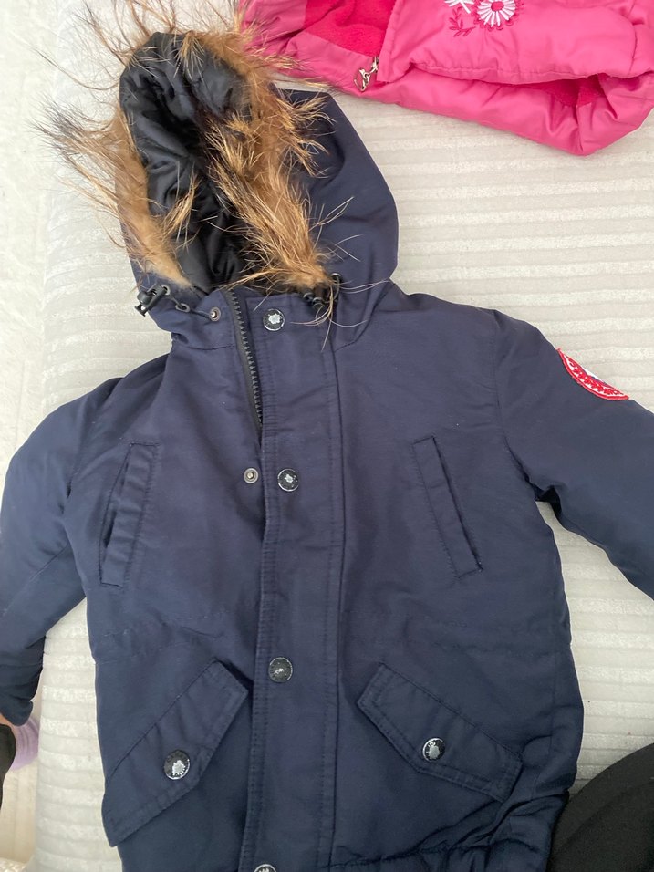 Kürklü Kapüşonlu Koyu Mavi Kadın Ceketi - Görsel 2