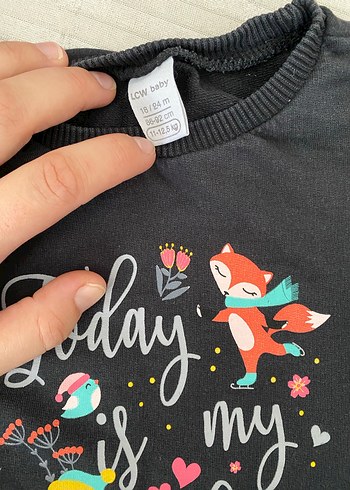 Kız Çocuk Gri Baskılı Sweatshirt 18 24 - Görsel 2