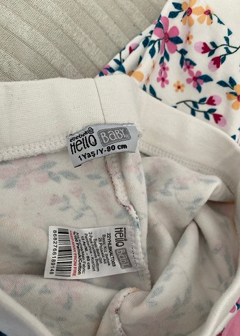 HelloBaby Kız Çocuk Pembe ve Çiçekli Pamuklu Tayt Seti