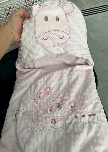 Pembe Nakışlı Bebek Battaniyesi Kundak Anakucağı - Görsel 3