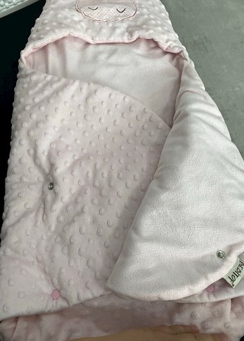 Pembe Nakışlı Bebek Battaniyesi Kundak Anakucağı - Görsel 4