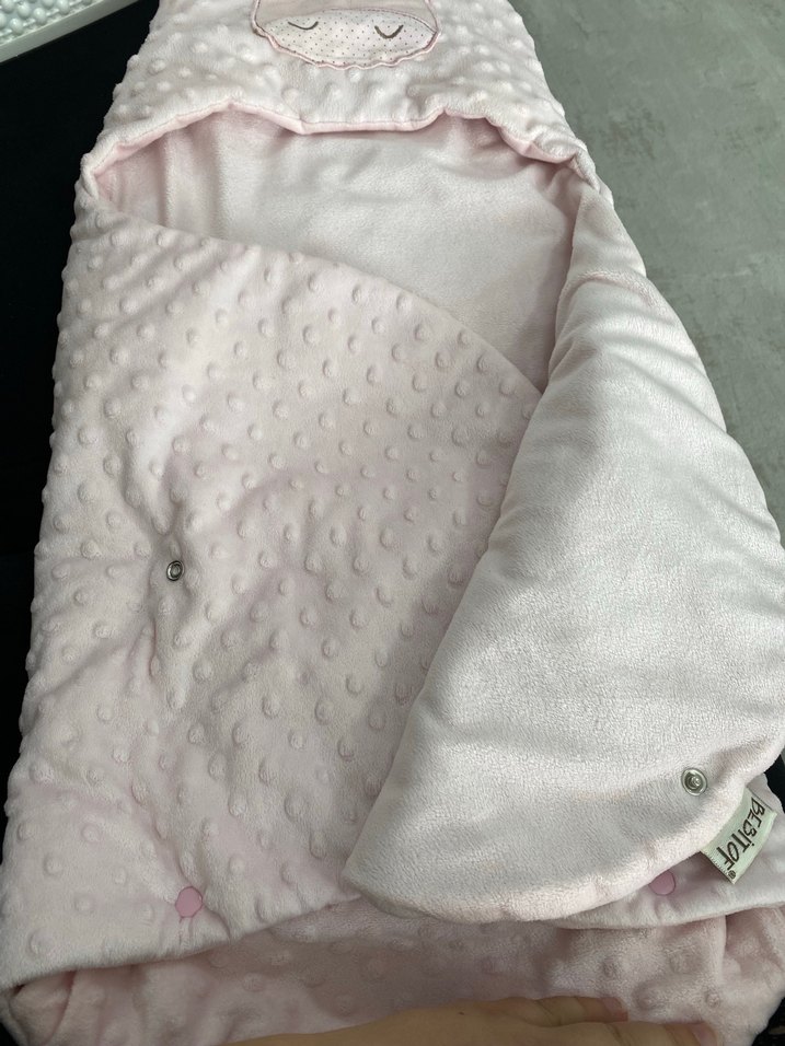 Pembe Nakışlı Bebek Battaniyesi Kundak Anakucağı - Görsel 4