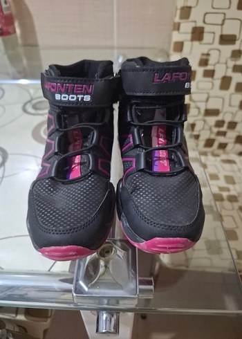 Kız Çocuk Siyah-Pembe Cırtlı Kauçuk Bot