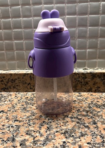 Mor Çocuk Termos Şişesi Sevimli Tasarımlı - Görsel 3