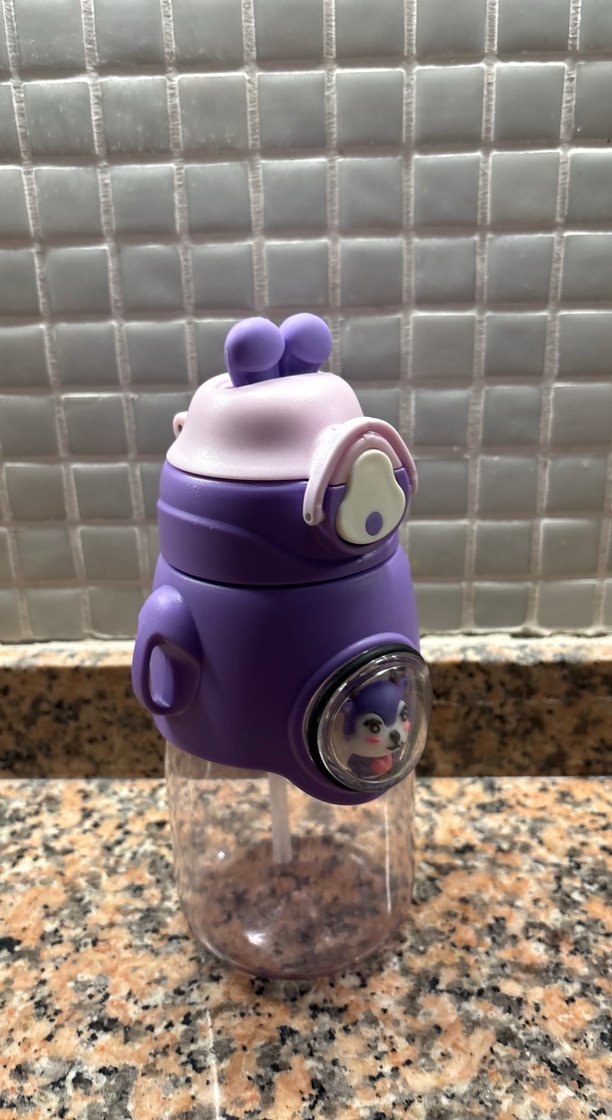 Mor Çocuk Termos Şişesi Sevimli Tasarımlı - Görsel 5