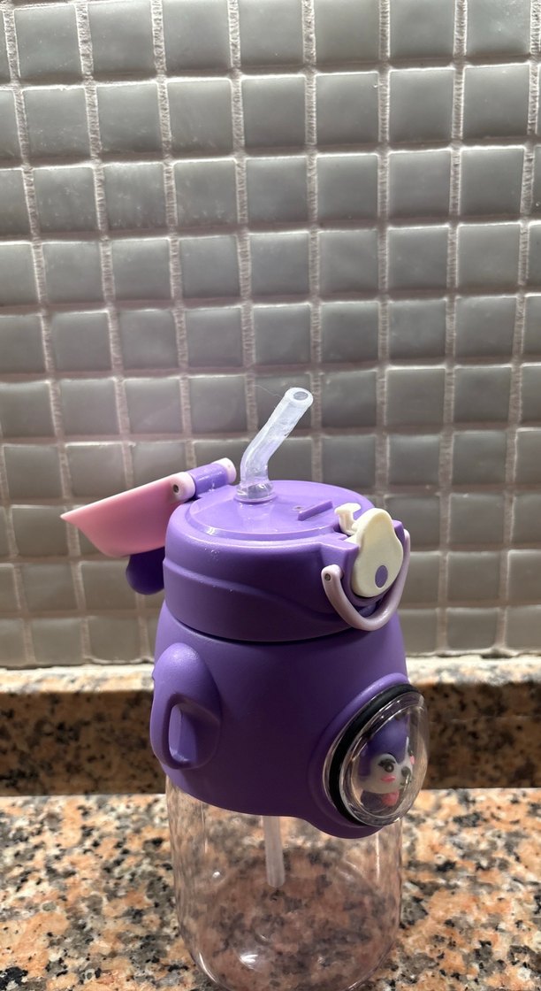 Mor Çocuk Termos Şişesi Sevimli Tasarımlı - Görsel 4