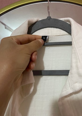 m Beden Düğmeli Beyaz Keten Salaş Gömlek