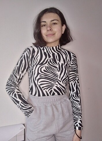 Zebra desenli body 