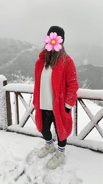 Teddy peluş kırmızı kaban