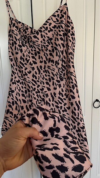 Leopar saten elbise