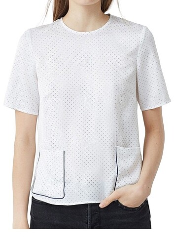 MANGO NOKTA DESENLİ CEPLİ BLUZ 