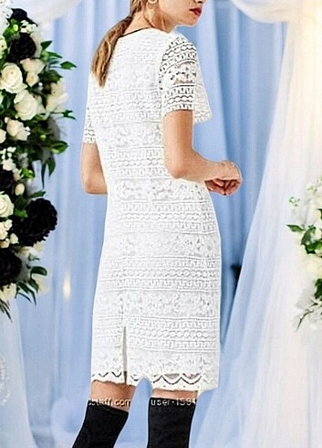 Mango Suit Güpür Dantel Elbise - Görsel 2