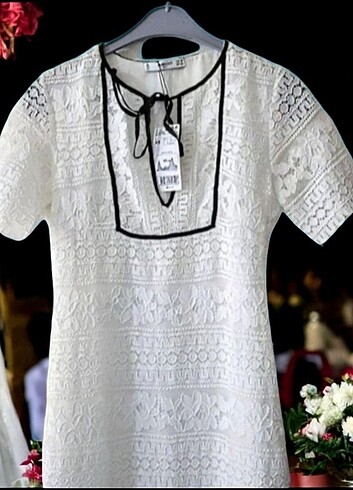 Mango Suit Güpür Dantel Elbise - Görsel 4