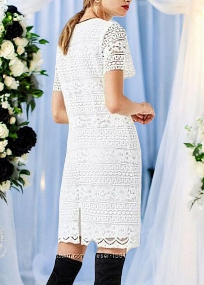 Mango Suit Güpür Dantel Elbise  - Görsel 2