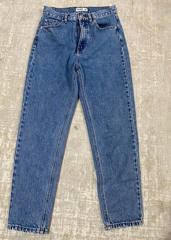 Pull and Bear Mavi Yuksek Bel Denim Jean