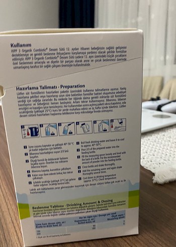 Beden beyaz Renk HiPP Organik Combiotic Devam Sütü 3 Numara
