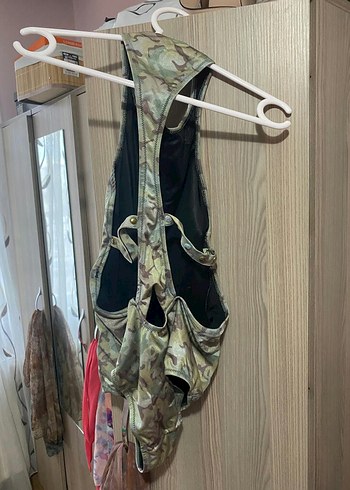 Önden Fermuarlı Kamuflaj Desenli Kadın Mayo - Görsel 3