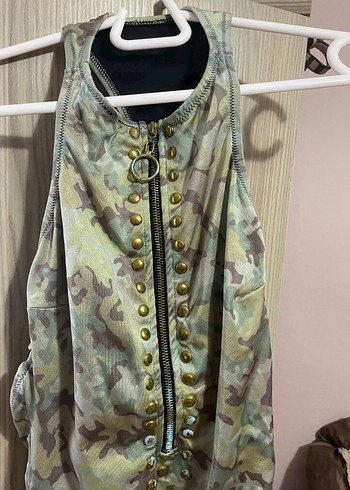 Önden Fermuarlı Kamuflaj Desenli Kadın Mayo - Görsel 2