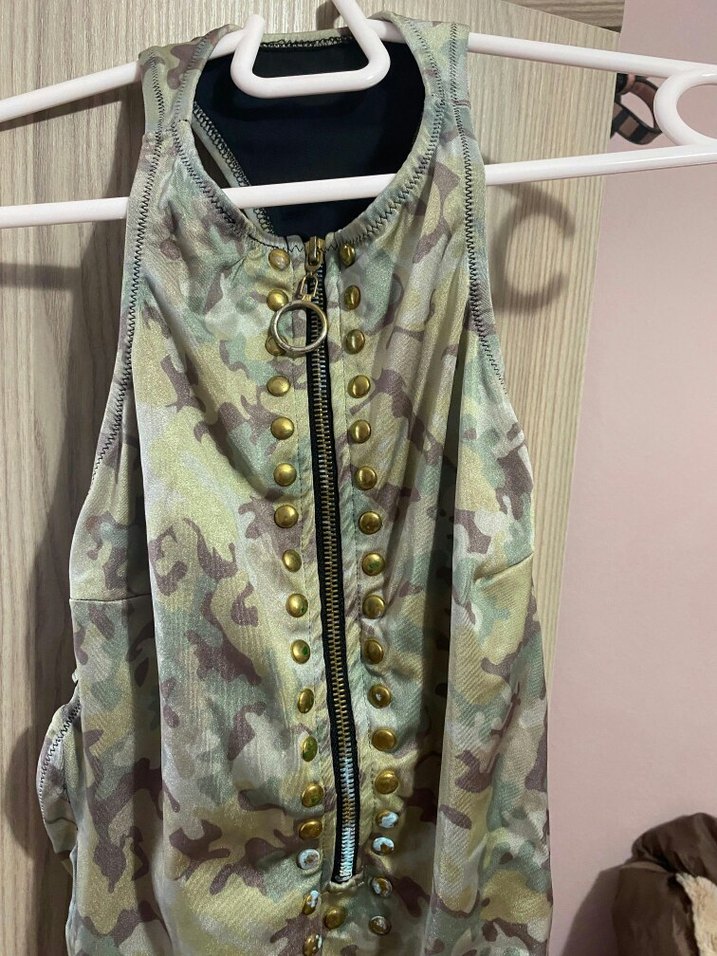 Önden Fermuarlı Kamuflaj Desenli Kadın Mayo - Görsel 2