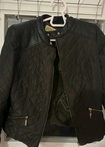 Kadın Siyah Deri Biker Ceket - Görsel 2