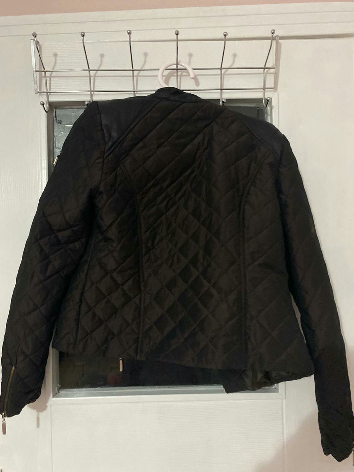 Kadın Siyah Deri Biker Ceket - Görsel 3