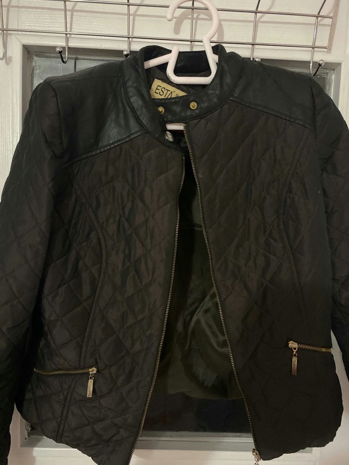 Kadın Siyah Deri Biker Ceket - Görsel 2