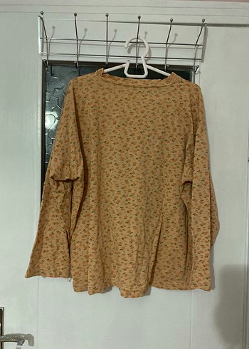 Bej Pamuk Kadın Uzun Kollu Salaş Bluz - Görsel 2