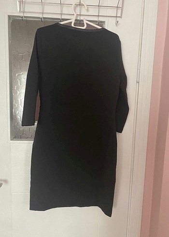 Kadın Siyah V Yaka Midi Elbise - Görsel 3