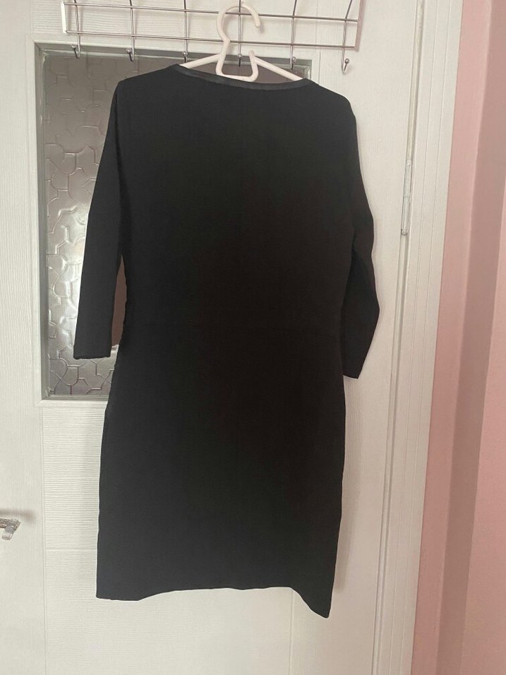 Kadın Siyah V Yaka Midi Elbise - Görsel 3