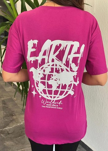 Pembe Baskılı Kadın T-shirt