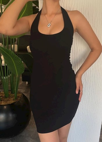 Siyah İnce Askılı Mini Elbise
