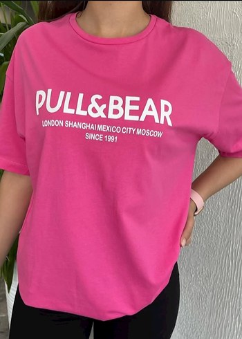 Pull and Bear PULL&BEAR OVERSİZE Baskılı Kadın Tişört