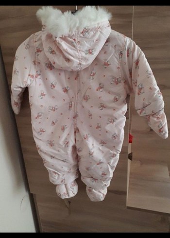 Kapüşonlu Fermuarlı Pembe Bebek Tulumu - Görsel 2