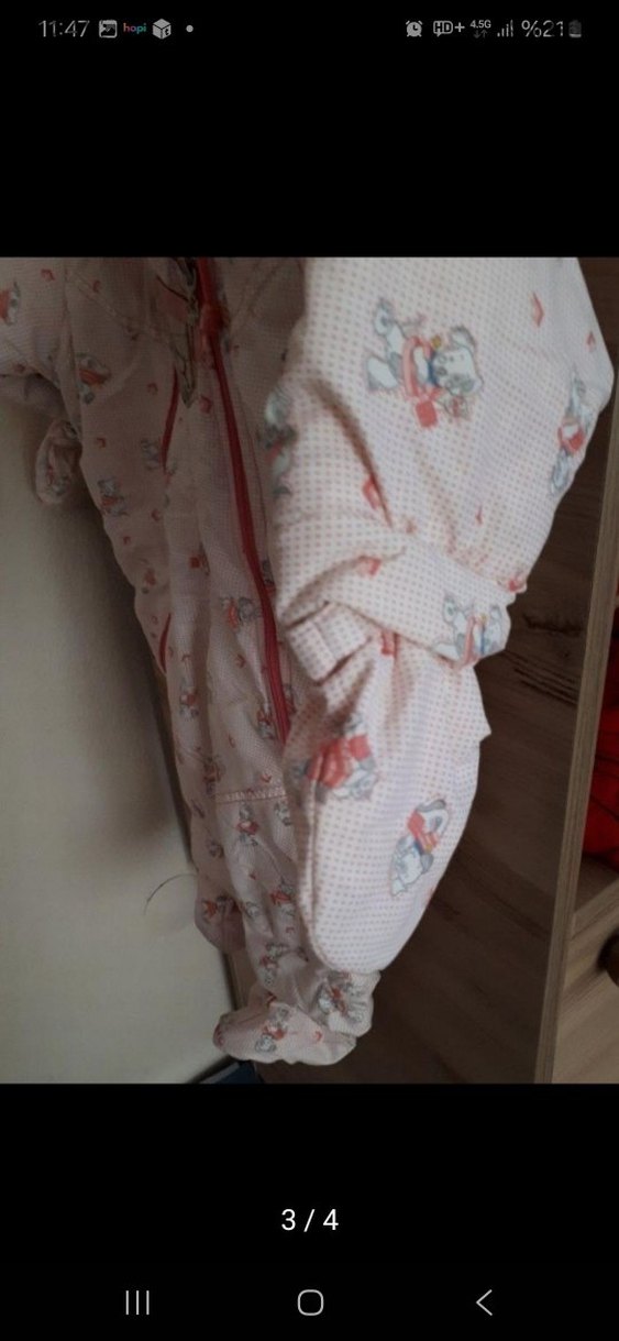 Kapüşonlu Fermuarlı Pembe Bebek Tulumu - Görsel 3