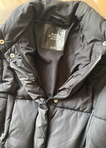 Bershka Düğmeli Siyah Kadın Kışlık Mont