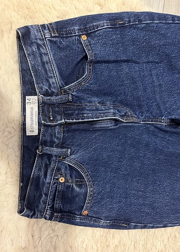 Düğmeli Lacivert Kadın Denim Jean