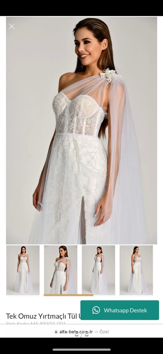 Straplez Bohem Uzun Beyaz Gelinlik - Görsel 2