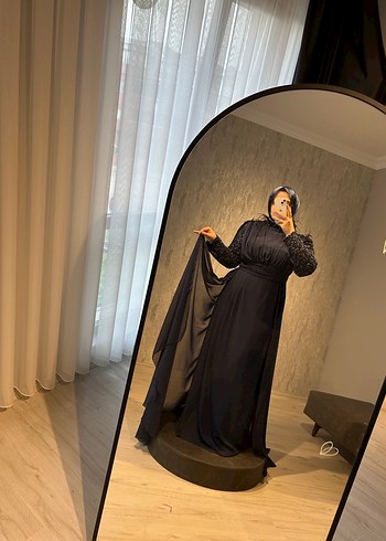 Uzun larcivertKadın Abiye Elbise - Görsel 3