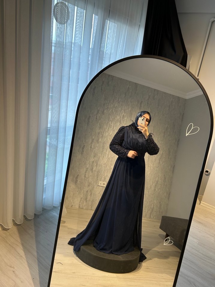 Uzun larcivertKadın Abiye Elbise - Görsel 2