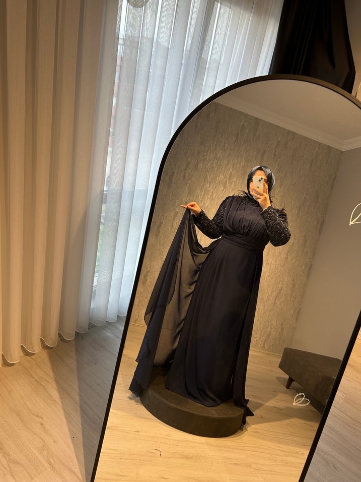 Uzun larcivertKadın Abiye Elbise - Görsel 3