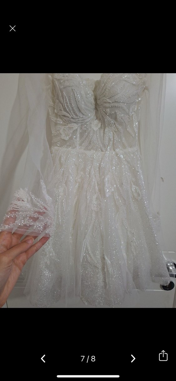 Dantel Detaylı Mini Beyaz Gelinlik after elbisesi - Görsel 3