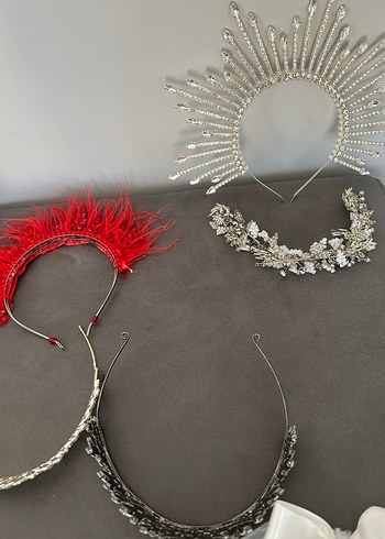 Pullu ve Tüylü Kırmızı Gelin Aksesuarı - Görsel 12