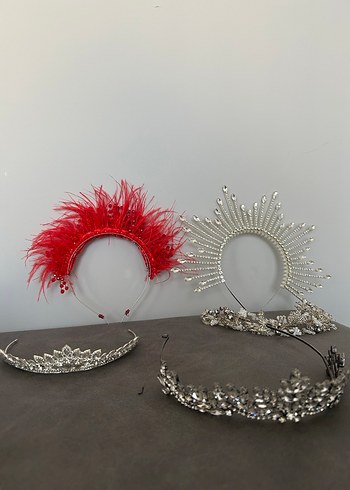 Pullu ve Tüylü Kırmızı Gelin Aksesuarı - Görsel 6