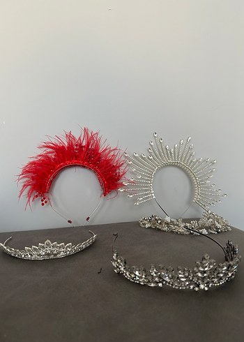 Pullu ve Tüylü Kırmızı Gelin Aksesuarı - Görsel 5