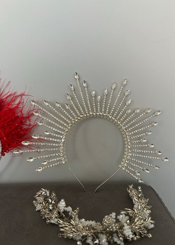 Pullu ve Tüylü Kırmızı Gelin Aksesuarı - Görsel 8