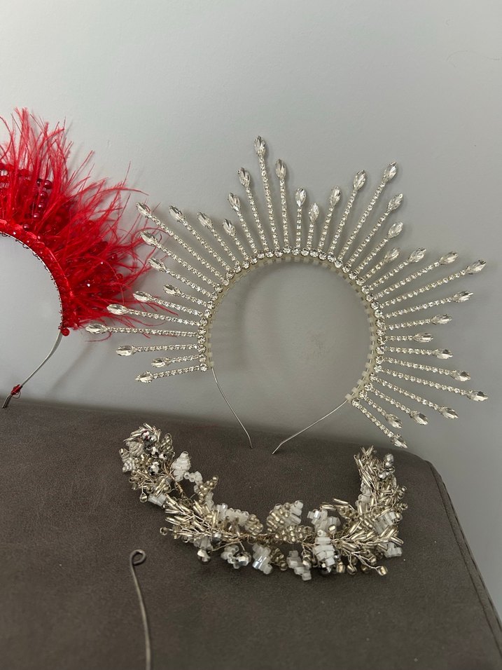 Pullu ve Tüylü Kırmızı Gelin Aksesuarı - Görsel 2