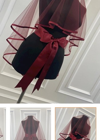 Bordo Kurdeleli Gelin Aksesuarı - Görsel 2