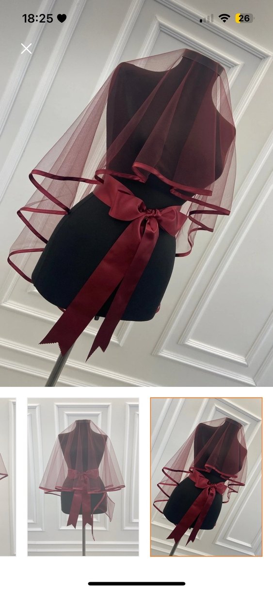 Bordo Kurdeleli Gelin Aksesuarı - Görsel 2