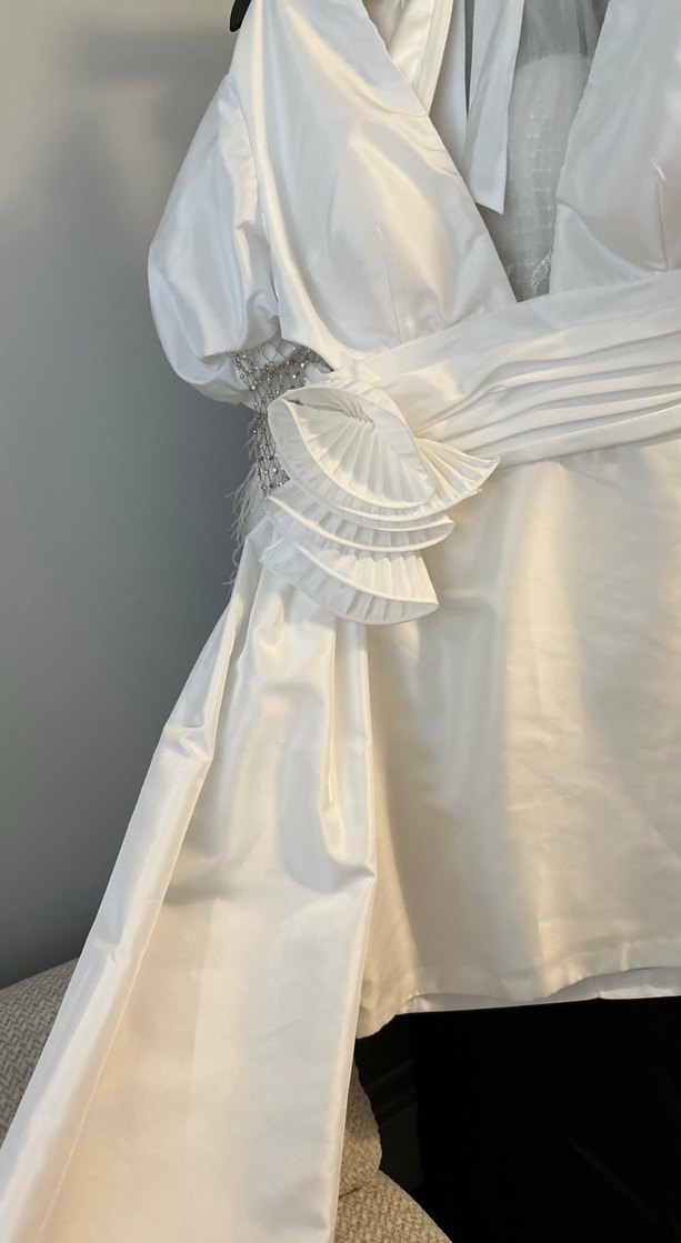 Parlak Beyaz Modern Klasik A Kesim Gelinlik - Görsel 3