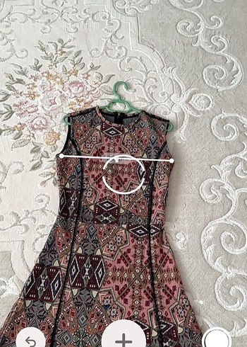 Bordo Bohem Desenli Uzun Örme Kolsuz Elbise - Görsel 5